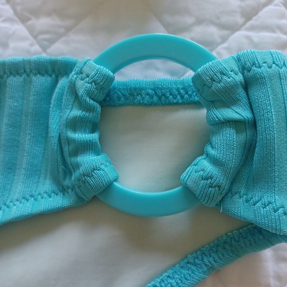 Solid & Striped The Elle Ring Ribbed Bikini Greek Blue Small NWT - Picture 5 of 8